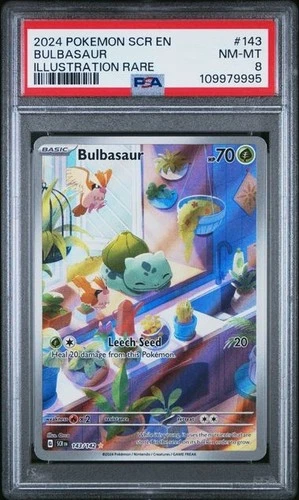 2024 POKEMON SCR EN-STELLAR CROWN ILLUSTRATION RARE #143 BULBASAUR PSA 8