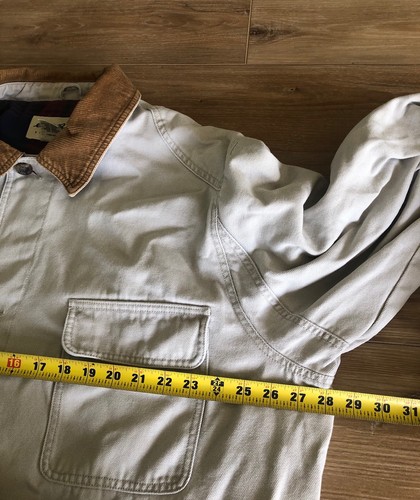 Vintage Eddie Bauer Chore Field Mens Jacket Size XL Beige Button Up Fleece Lined - Picture 5 of 11