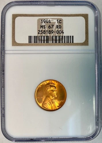 1944 Lincoln Cent (Wheat Penny), NGC MS-67 RD, Fiery Red Color!