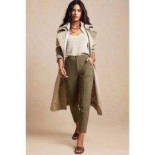 Banana Republic Airstretch Tapered Pants Olive Green Textured Ankle Size XL