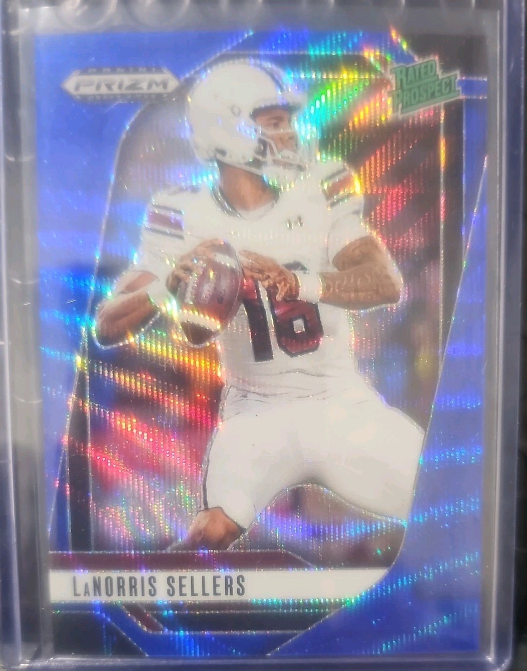 LaNorris Sellers 2025 Panini Prizm Draft Picks Blue Wave Prizm /299 #165