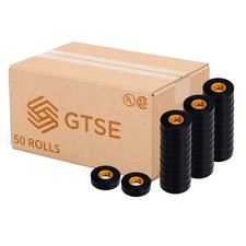 Black Electrical Tape, 50 Rolls Bulk Carton   Waterproof, Industrial Vinyl, 3...