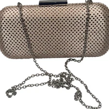 Charming Charlie RSVP Rose Colored Sequin Jeweled Hardcase Clutch Evening Bag  