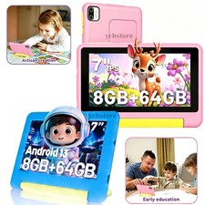7 inch Kids Tablet Android 13 8GB RAM 64GB ROM Best Gift for Children Blue Pink