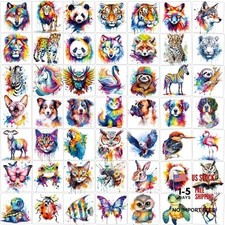 160 PCS 30 Sheets for kids - Individually Watercolor Animals Temporary Tattoos