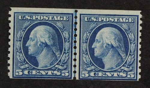 CKStamps: US Stamps Collection Scott#458 5c Washington Mint LH OG Line Pair