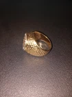18khge Liberty Coin Mens Ring Cubic Zirconia Halo Domed Basket Weave Design 11.
