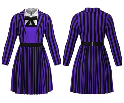 Kids Wednesday S2 Newly Sinclair Enid Cosplay Costume Adult Striped Uniform Wig