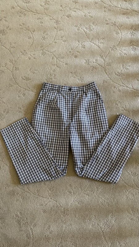 Tail Tech Women’s Dress Pants Pleated Navy/White Check Zip Cotton Stretch 
