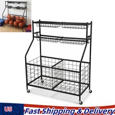 Rolling Ball Storage Cart with Wheels for Basketball Toy Sports Garage