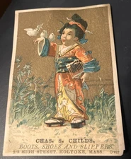 Chas S Childs Boots Shoes And Slippers Holyoke, Mass Victorian Trade Card