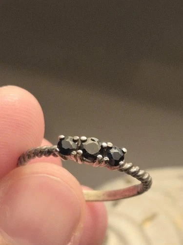 Vintage Sterling Silver Sapphire Trilogy Ring