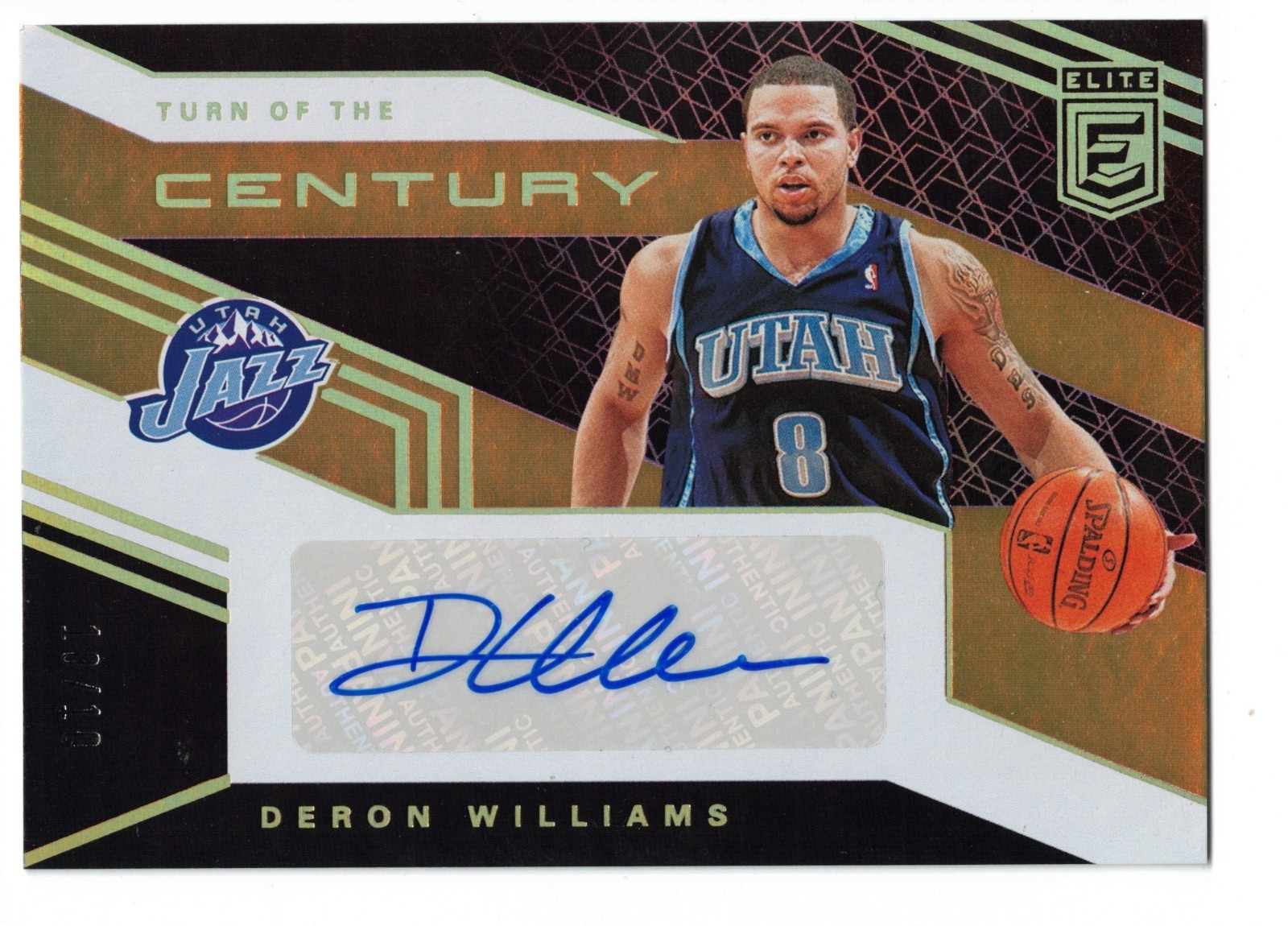 DERON WILLIAMS 2019-20 Elite Turn Of Century Gold Auto /10 TC-DWL UTAH JAZZ