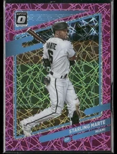 Starling Marte 2021 Donruss Optic Pink Velocity #163 SN Miami Marlins