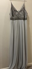 BHLDN Women’s Beaded Full Length Dress - Size 18 - Silver/gray