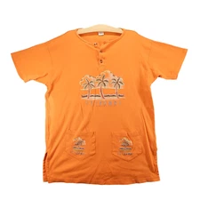 Super T's Men's St. Thomas U.S. Virgin Islands Henley Shirt Orange XL Pockets
