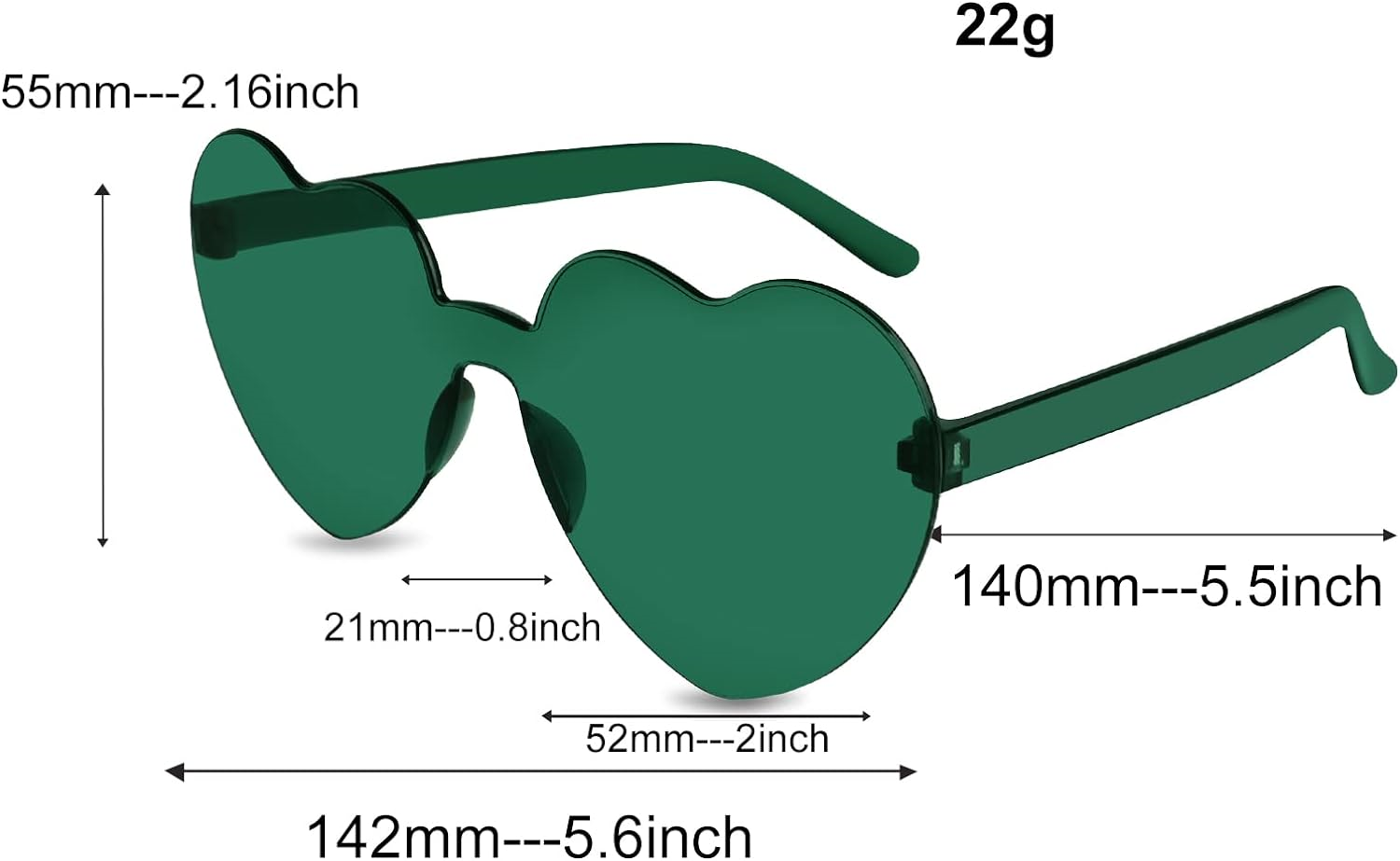 BOZILY Party Glasses, Rimless Heart Shaped/Retro Round Sunglasses