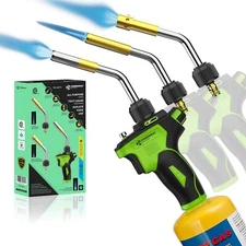 Propane Torch Head 3xNozzle Auto Trigger Start MAPP MAP Gas Blow Torch Soldering