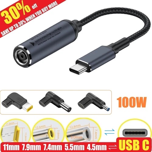 100W Laptop Charger ⇌ USB Type C Converter PD Power Charging Cable Adapter