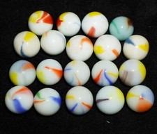 19 Vintage Peltier Marble King 3 and 4 Color Beach Ball Swirl 5/8" Marbles