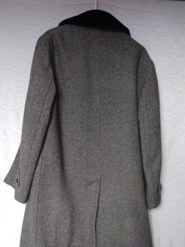 Mens Winter STRATOJAC Coat Black Wool Tweed Plush 70s Vintage Size 42 VG Clean - Picture 7 of 23