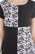 Designer Patchwork White Black Rayon Printed Kurti Straight fit