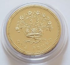 1986 The Royal Mint Flax Plant & Royal Diadem Proof UK One Pound £1 coin