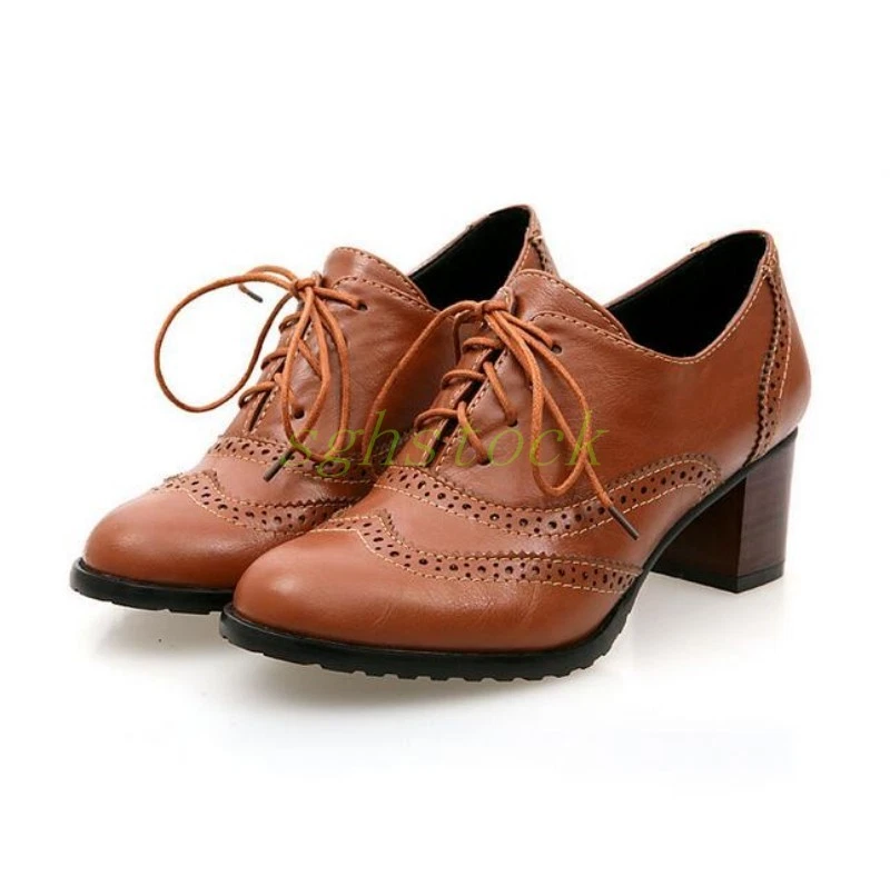 Amazon.com | Women's Oxford Shoes Flat Slip Resistant Dress Shoes Wingtip  Perforated Lace Up Low Heel Casual Work Office Dressy Business Shoes Brown  US 6 | Shoes