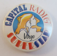 Capital Radio SuperStar Virgo Button Badge Pinback Pin 2" Vintage Button