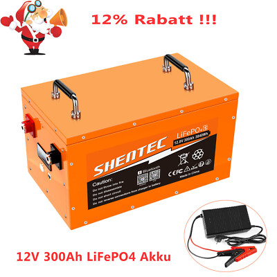12V 300Ah Lithium Batterie LiFePO4 Akku BMS Bluetooth Wohnmobil Solarbatterie