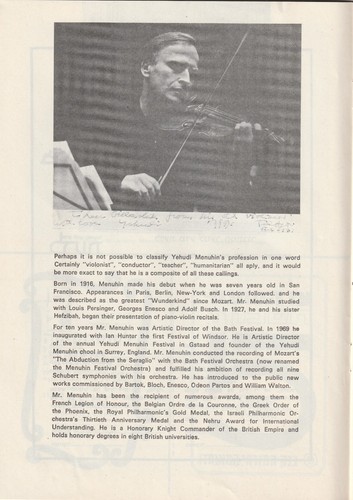 YEHUDI & JEREMY MENUCHIN PHILARMONIC ORCHESTRA PROGRAM 1974 ISRAEL, ERA ADS - Picture 3 of 7