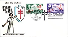 Philippines FDC '59 - Anti TB Semi Postal Stamps, Green & Purple - Pair - F43219