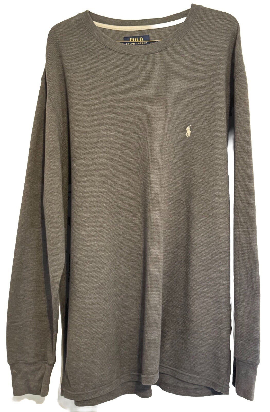 Polo Ralph Lauren camicia termica manica lunga uomo taglia XL grigio antracite bianco pony