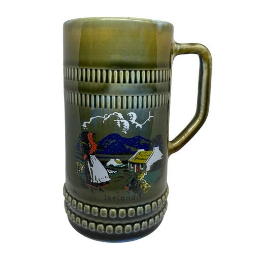 Vintage Wade Irish Pottery Porcelain 6” Ireland Home Scene Hillsi Tankard Coffee
