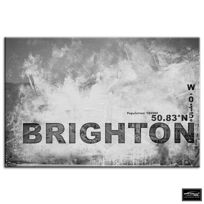 Brighton England Stadt Typografie BOX GERAHMT LEINWAND KUNST Bild HDR 280 g/m²