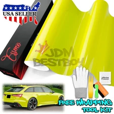 ESSMO PET Super Gloss Acid Lime Car Vehicle Vinyl Wrap Decal Glossy Like Paint