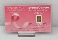 1/15 GRAM PURE GOLD 24K 999 FINE BREAST CANCER AWARENESS 1b