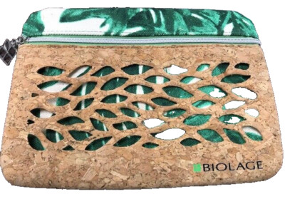 Matrix Biolage make up bag 8 X 6 Beige & Green leaf pattern