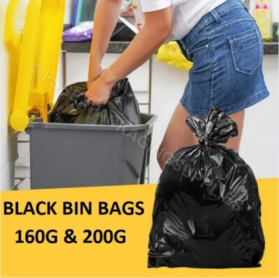 SCHWARZE MÜLLEIMERBEUTEL 160G 200G STRAPAZIERFÄHIG MÜLLEIMER MÜLLBEUTEL