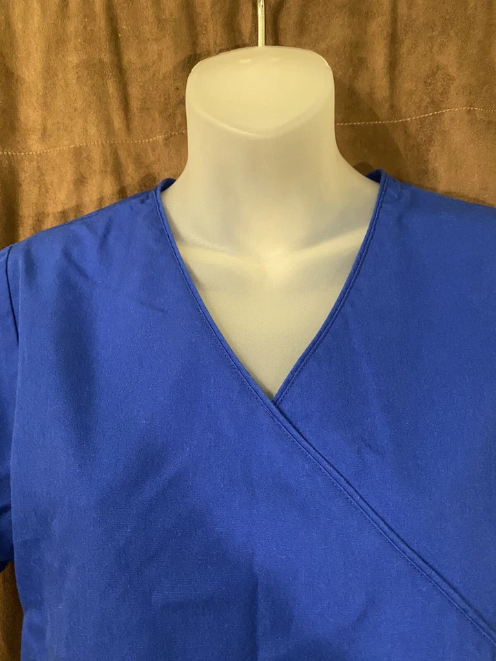Electric Blue Women’s Scrub Top & Bottom XS Drawstring Simply Basic Brand - Image 3 of 4