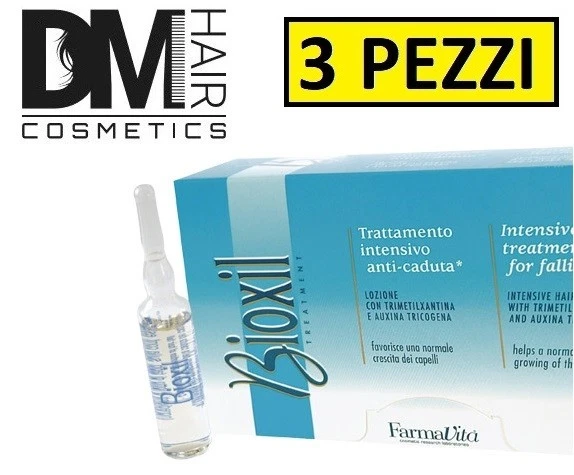 3 pezzi FARMAVITA BIOXIL FIALE 12X8ml INTERVENTO TRICOLOGICO CAPELLI ANTICADUTA
