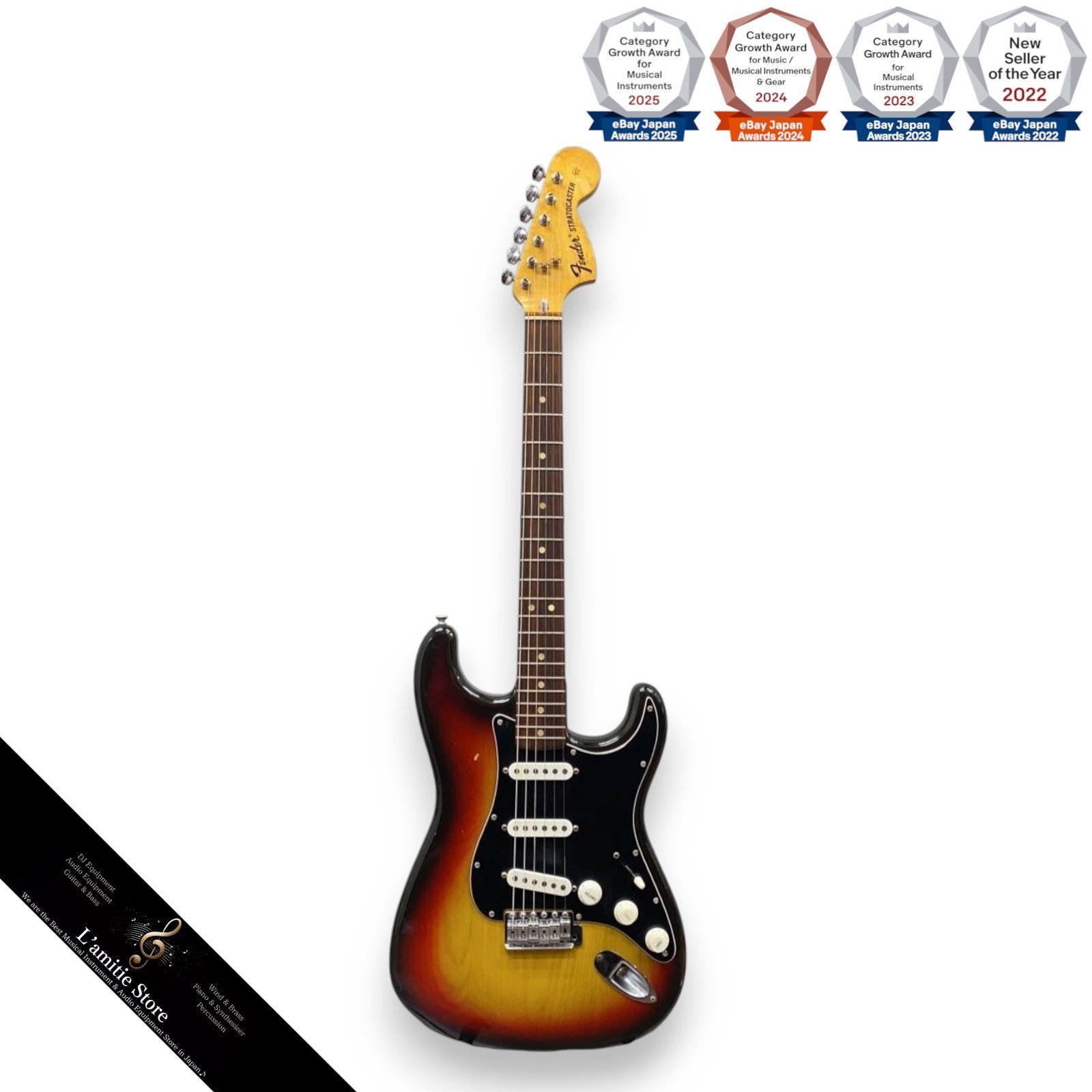 Fender Stratocaster 1976 Electric Guitar with Hard Case 3Point Mount