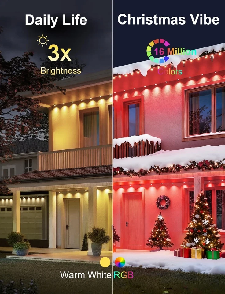 300Ft Permanent Outdoor Lights for House, 2025 New Smart RGB Christmas Lights Ou - Image 3 of 4