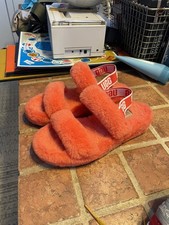 UGG Fluff Yeah Slide Shoes Womens Size 8 PINK Shearling Fuzzy Sandals Slippers