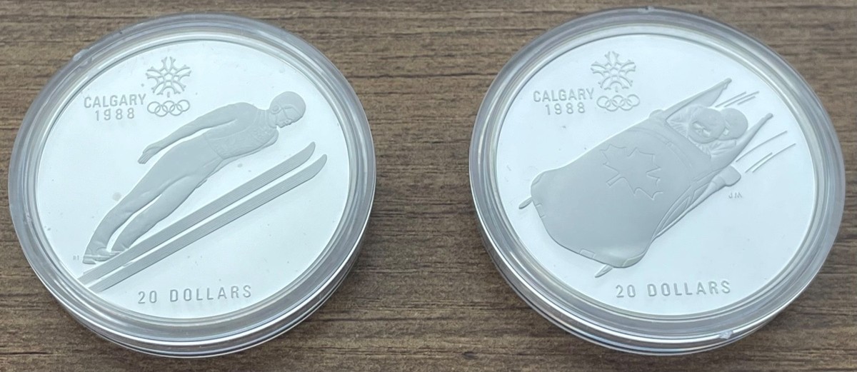 1988 Canadian Calgary Winter Olympics Silver 20 Dollar Coins Troy