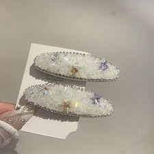 Sparkling Rhinestone Hairpin for Side Sweep Bangs Black Apricot Design