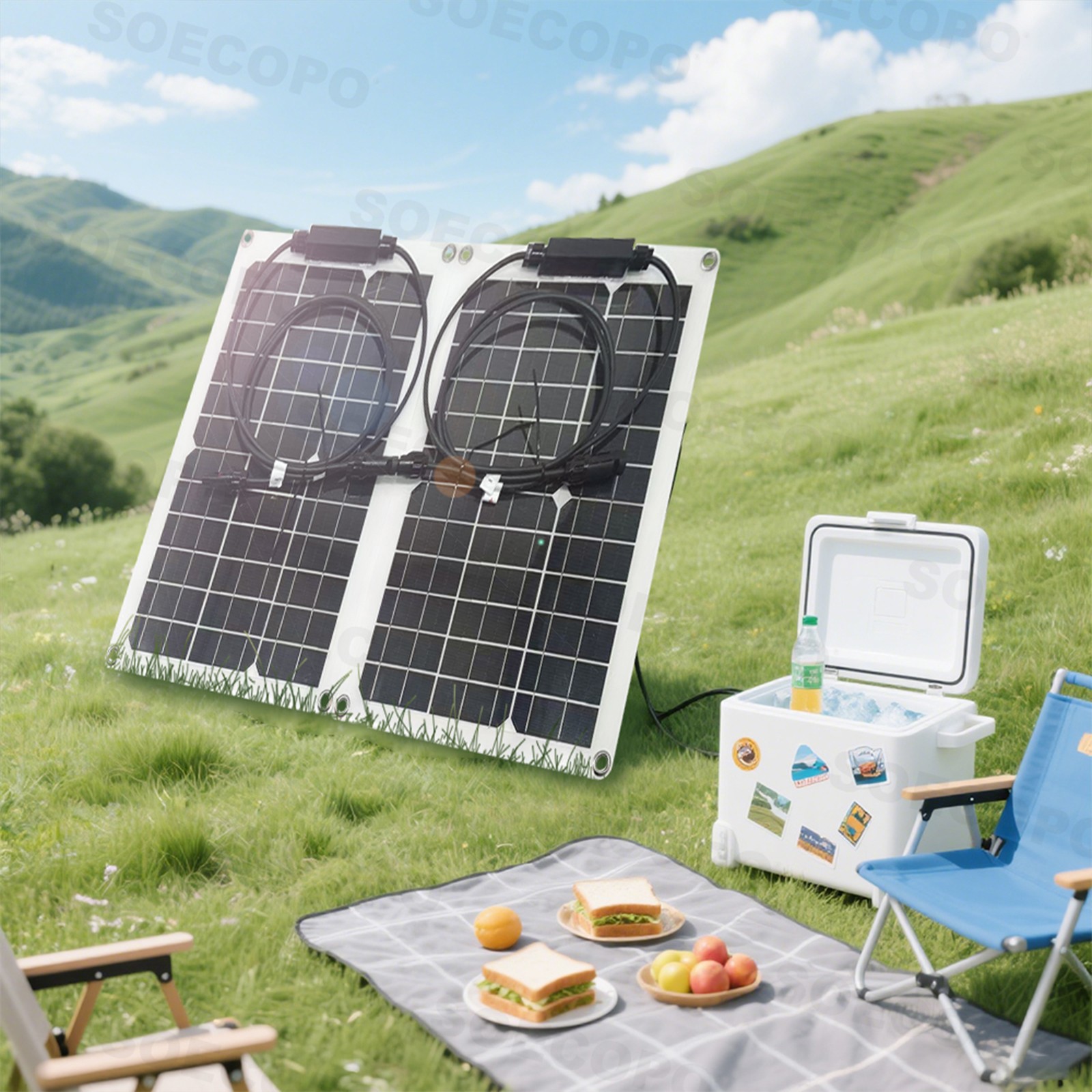2000W Solar Charging Kit - 2x1000W High-Efficiency Panels+Y-Cable Home/Outdoor
