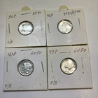 4 Lot Mercury Dimes 90% Silver 1940's WWII Years 1936 1940 1943 1943 Ef Au