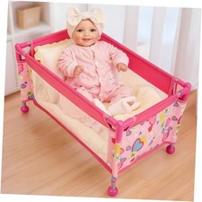 Baby Doll Crib with Storage Bag,Foldable Playpen Baby Doll Bed for 18" Reborn