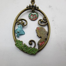 Disney Snow White Story Book Frame Rose Charm Pendant Necklace